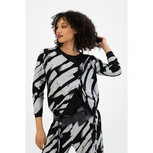Elsewhere Sherbrooke Cardigan Gray Black Drawstring Asymmetric Lagenlook